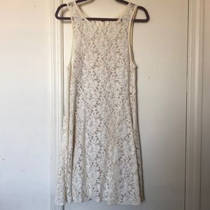 Free People Ivory Lace Tank Dress w Slip Lining S